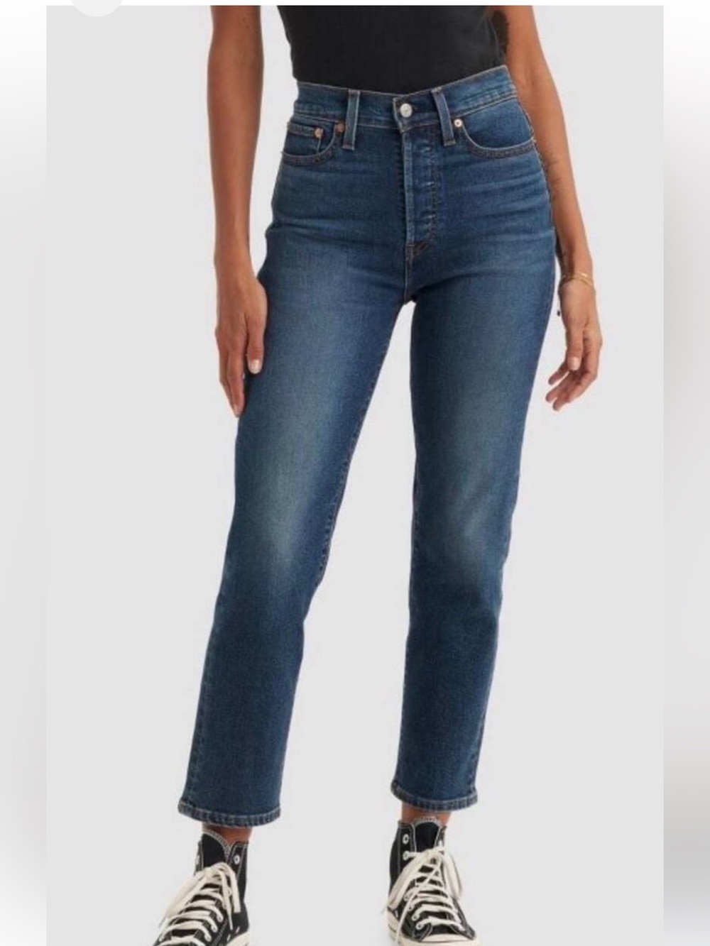 Levi’s Wedgie Straight Jeans 32 High Rise Cropped Blue Denim